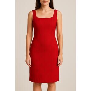 Vintage Y2K Red Sleeveless Shift Floral Embroider Cocktail Dress Size 6 Petite